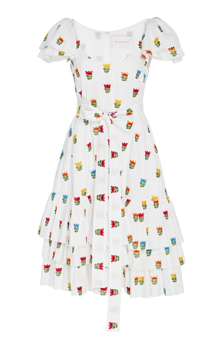 Carolina Herrera Ruffled Cotton Btier Dress