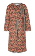 Oscar De La Renta Double Faced Printed Shawl Collar Coat