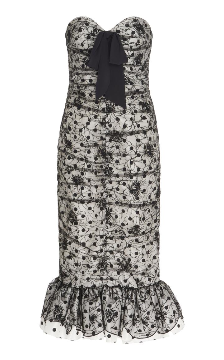 Moda Operandi Alessandra Rich Embroidered Polka Dot Silk Dress Size: 36