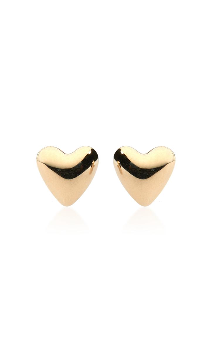 Rachel Quinn Puffed Heart 14k Yellow Gold Stud Earrings