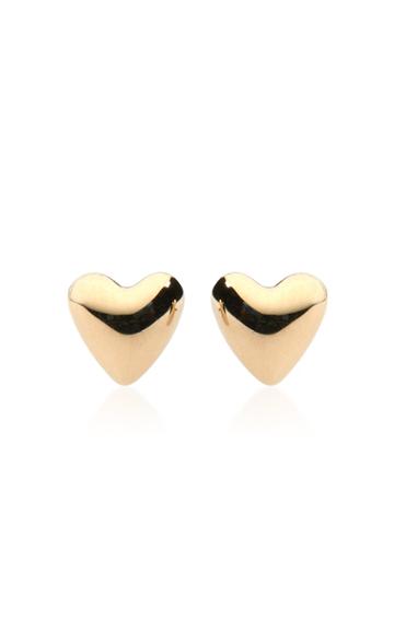 Rachel Quinn Puffed Heart 14k Yellow Gold Stud Earrings