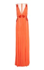 J. Mendel Hand Pleated Embroidered Silk Gown