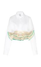 Rosie Assoulin Straw-brimmed Peplum Cotton Top