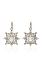 Nam Cho 18k White Gold Diamond And Moonstone Earrings