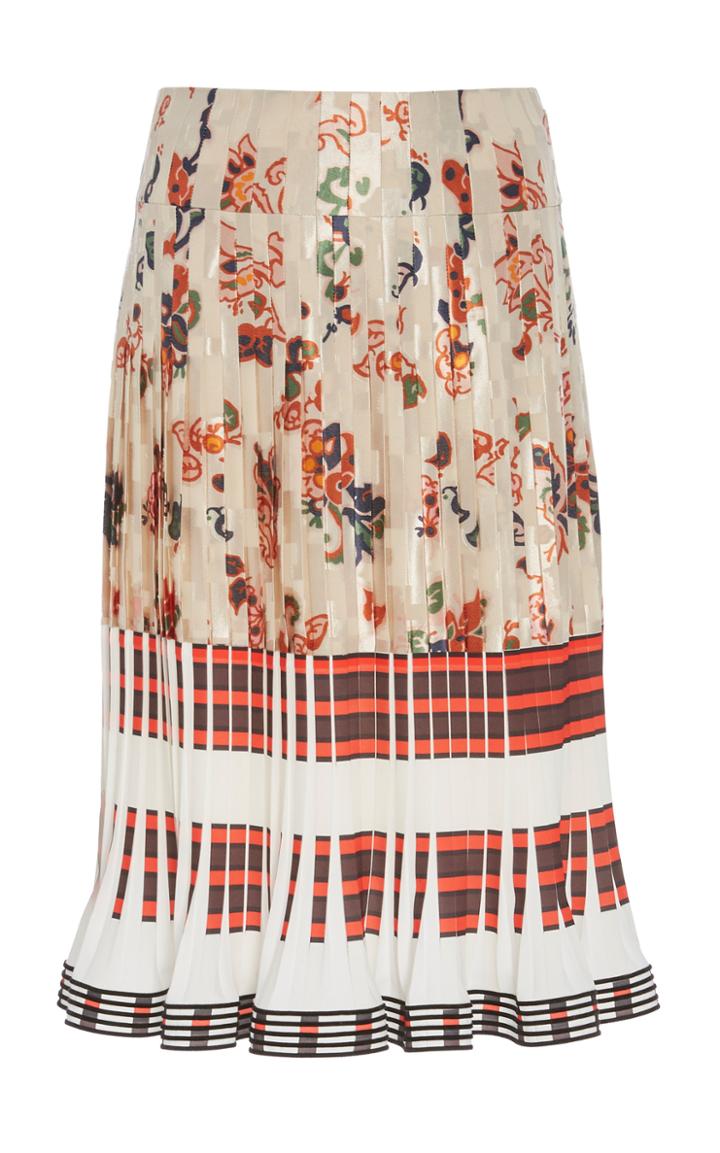 Tory Burch Printed Pleated Chiffon Skirt