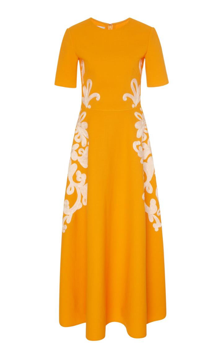 Moda Operandi Oscar De La Renta Embroidered Crepe Dress Size: 0