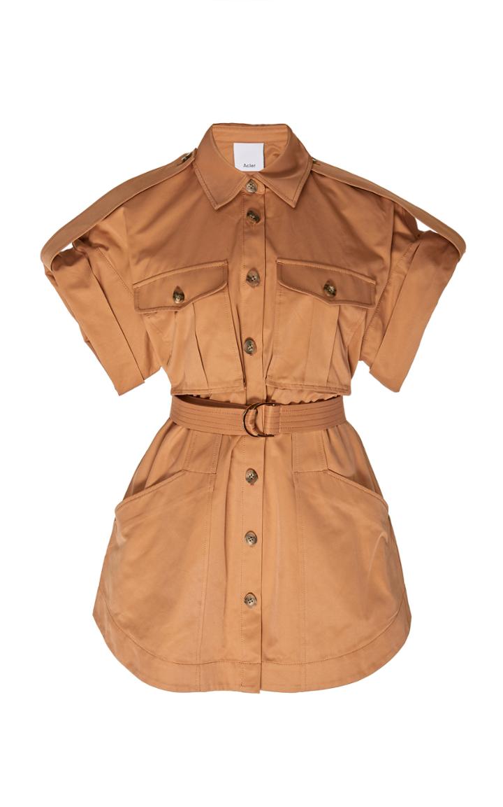 Acler Delton Belted Twill Mini Dress