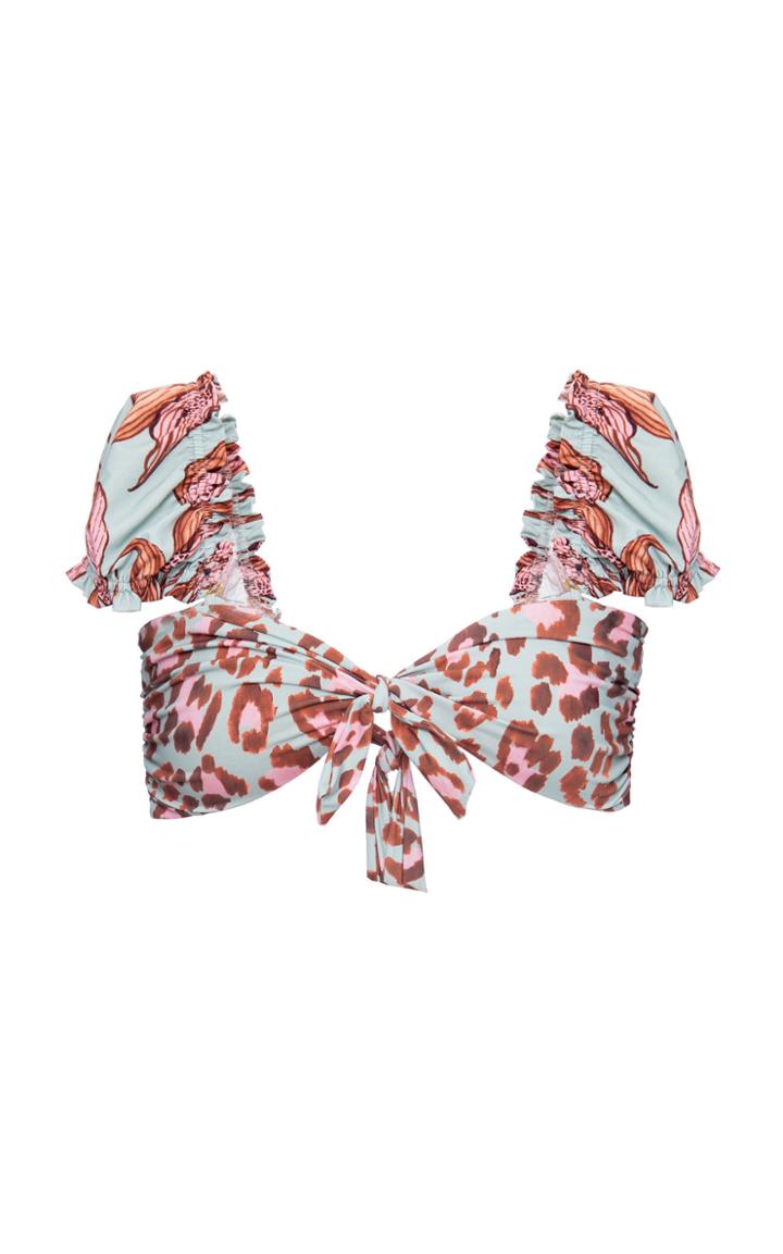 Patbo Mixed Print Cap Sleeve Bikini Top