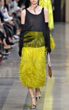 Rochas Ophrys Ostrich Feather-embellished Panne Velvet Skirt