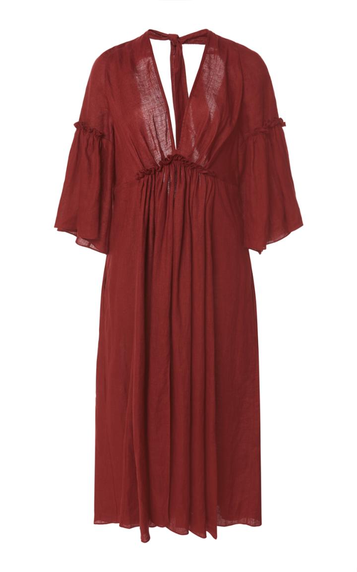 Three Graces London Georgiana Halter Neck Linen Dress