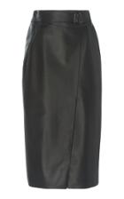 Moda Operandi Akris High-waisted Wrap-effect Leather Skirt Size: 2