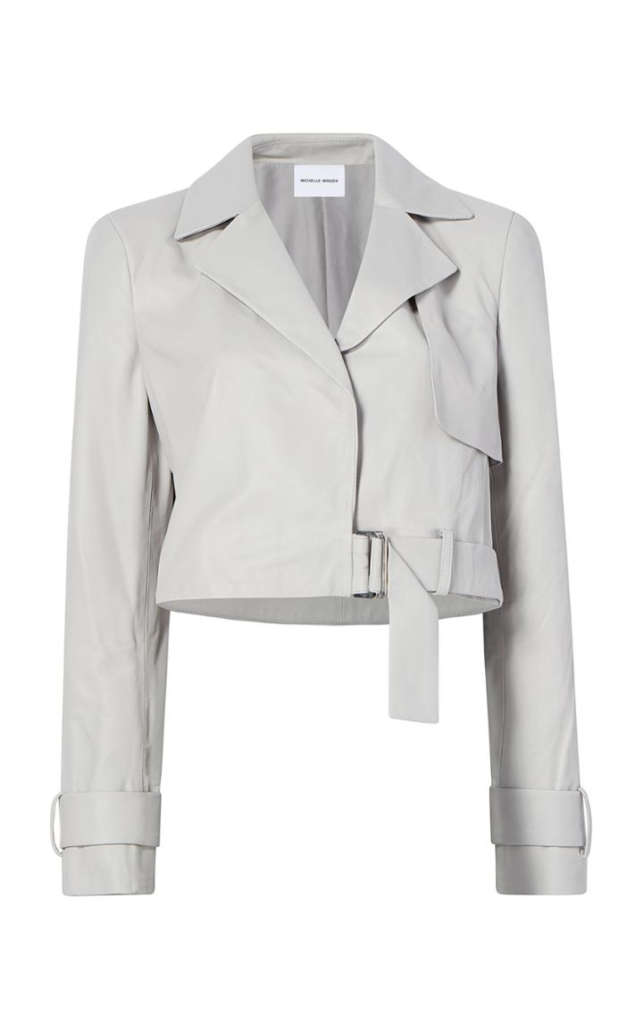 Michelle Waugh Cindy Cropped Leather Military Coat