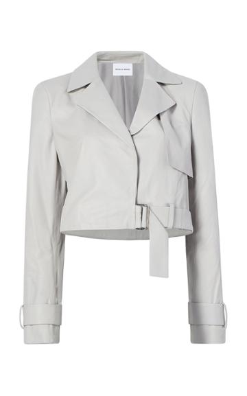 Michelle Waugh Cindy Cropped Leather Military Coat