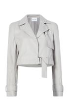 Michelle Waugh Cindy Cropped Leather Military Coat