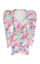 Alessandra Rich Floral-print Wrap-effect Silk Mini Dress