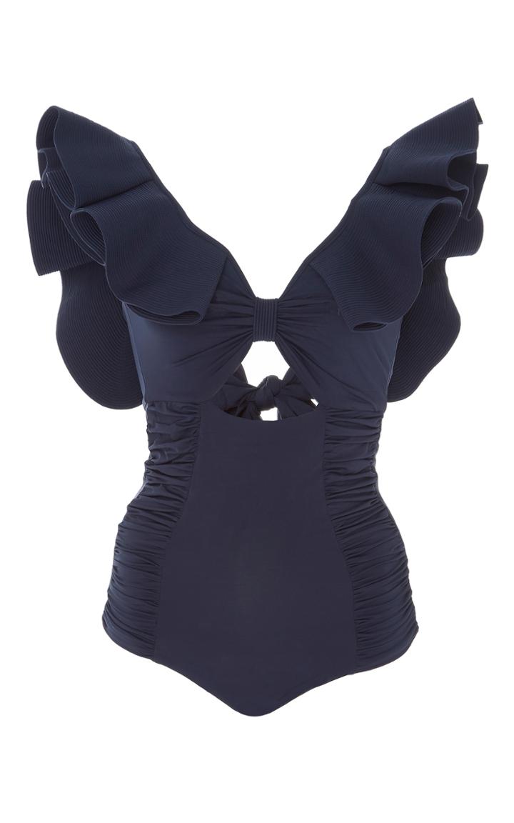 Johanna Ortiz Mangrove Ruched Ruffle One Piece