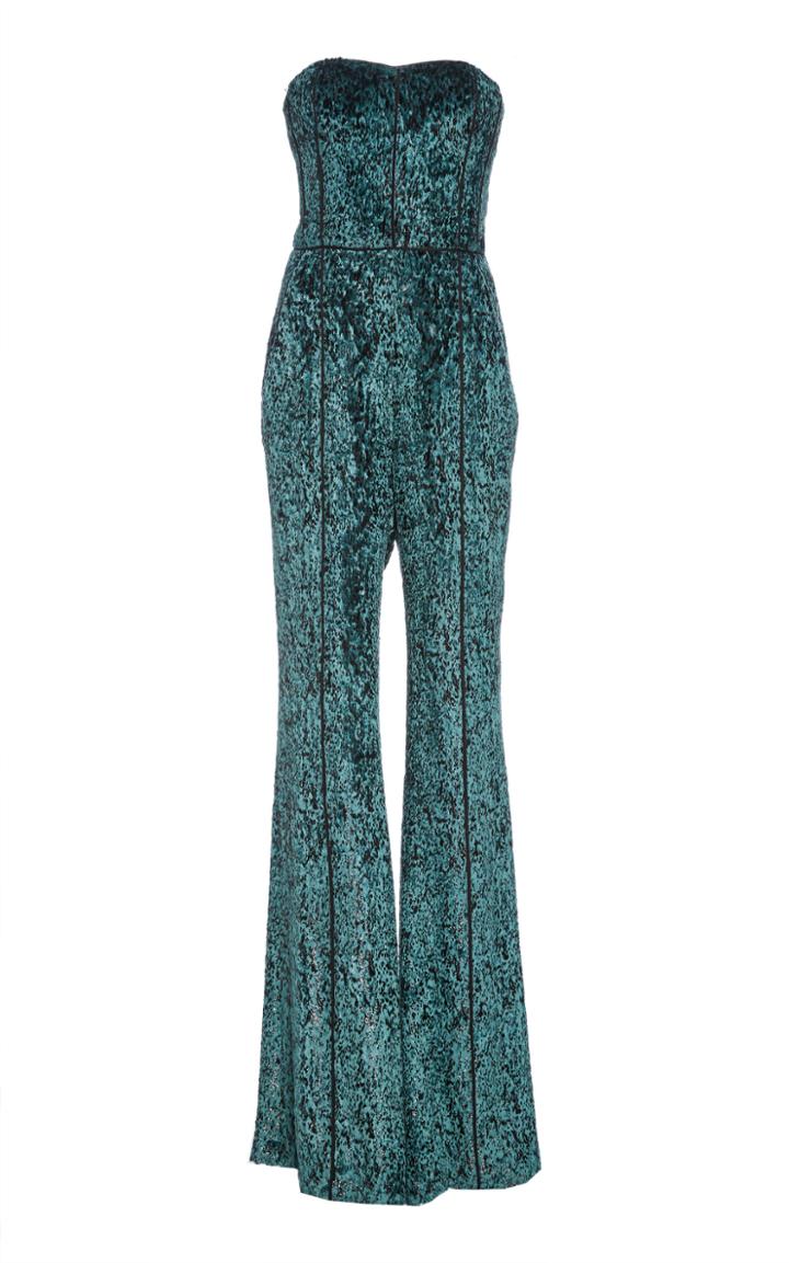 J. Mendel Strapless Printed Velvet Jumpsuit