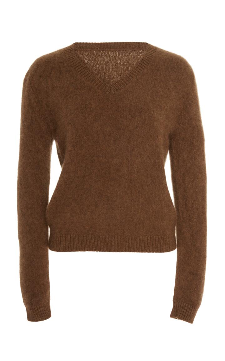 The Elder Statesman Cropped V Neck Cashmere Sweater