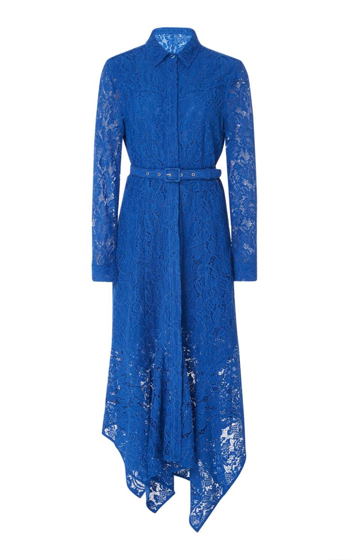 Ganni Everdale Belted Asymmetric Lace Dress