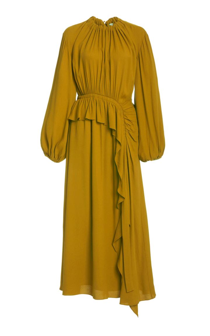Moda Operandi Ulla Johnson Odette Ruffled Crepe De Chine Dress