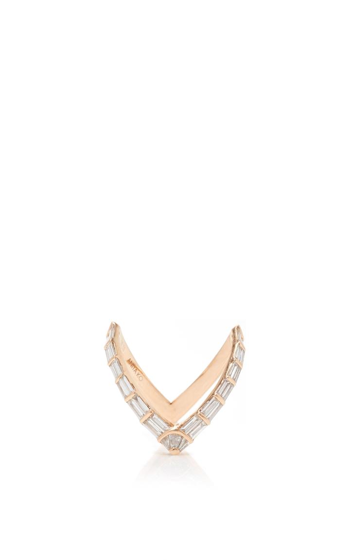 Anita Ko Baguette V Ring In Rose Gold