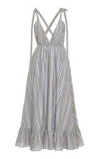Loup Charmant Amalfi Ruffled Striped Cotton-poplin Midi Dress