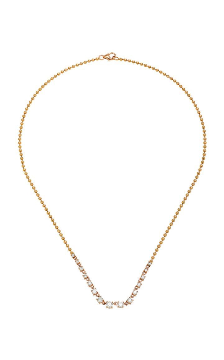 Jemma Wynne Rose Gold Prive Graduated Diamond Necklace With Ball Chain