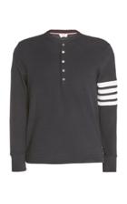 Thom Browne Henley In Compact Waffle With 4 Bar Stripe