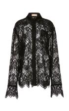 Matriel Black Lace Oversized Shirt With Silk Collar