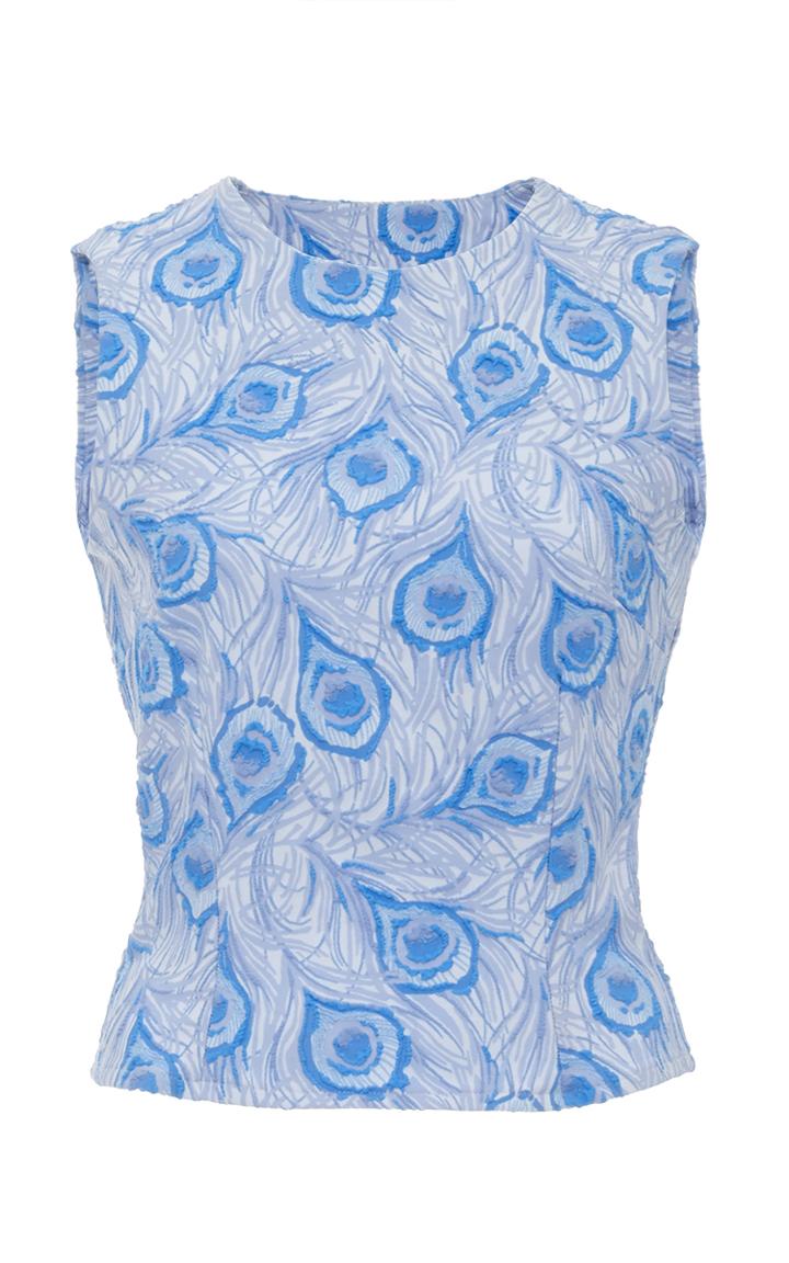 Christina Economou Peacock Cropped Blouse