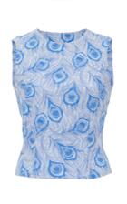 Christina Economou Peacock Cropped Blouse