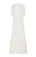 Moda Operandi Luisa Beccaria Draped Lace Chiffon Maxi Dress Size: 38