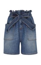Red Valentino Paperbag-tied Denim Shorts