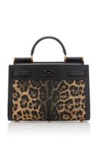 Dolce & Gabbana Sicily Leopard-print Leather And Raffia Top Handle Bag