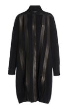 Akris Long Knit And Leather Cardigan