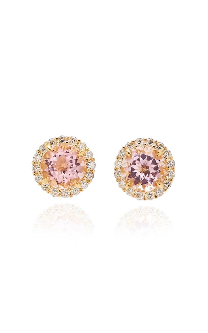 Jamie Wolf 18k Yellow Gold Diamond Edge Morganite Stud Earring
