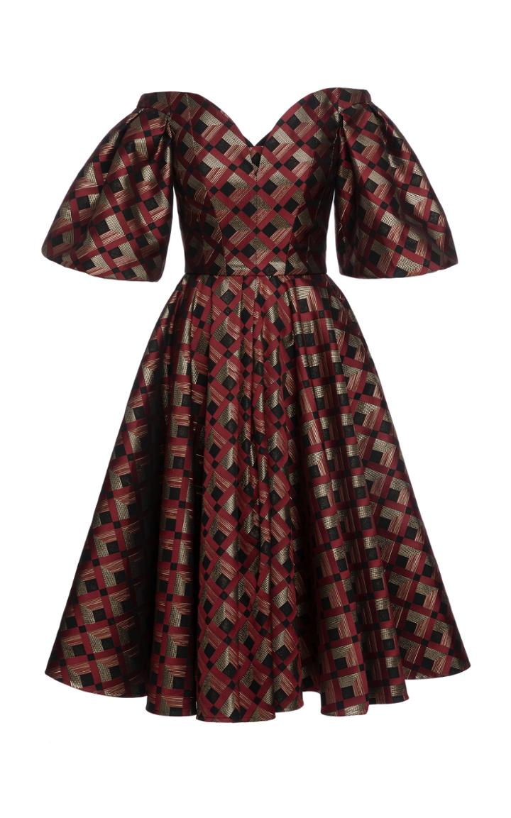 Moda Operandi Lena Hoschek Treasure Jacquard Off-the-shoulder Midi Dress