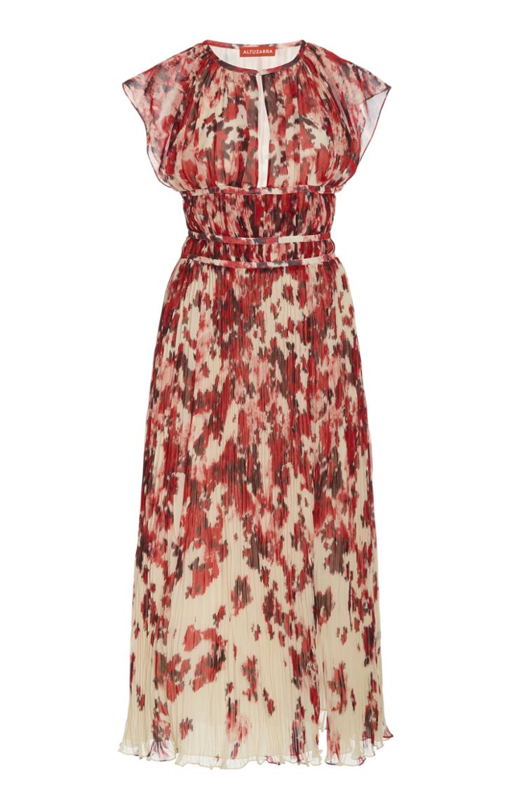 Altuzarra Angi Printed Pliss Midi Dress
