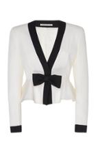 Moda Operandi Alessandra Rich Light Wool Jacket With Bow And Contrasting Border Size