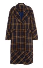 Pro Oversized Embroidered Double-breasted Plaid Wool Coat
