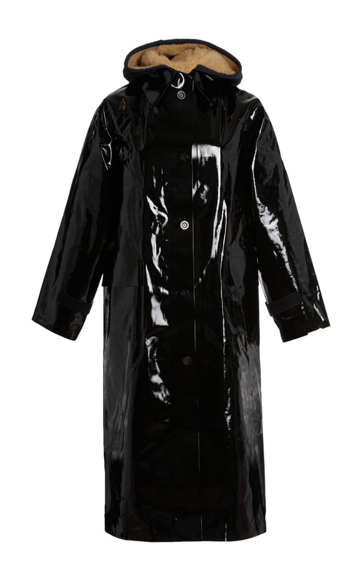 Kassl Shearling-lined Lacquered Cotton-blend Raincoat