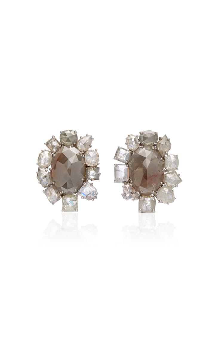 Moda Operandi Sylva & Cie One Of A Kind 18k White Gold And Diamond Earrings