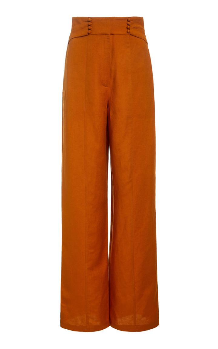 Moda Operandi Significant Other Orchid High-rise Flared Linen-blend Pants