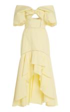 Jonathan Simkhai Seersucker Gingham Off Shoulder High-low Dress