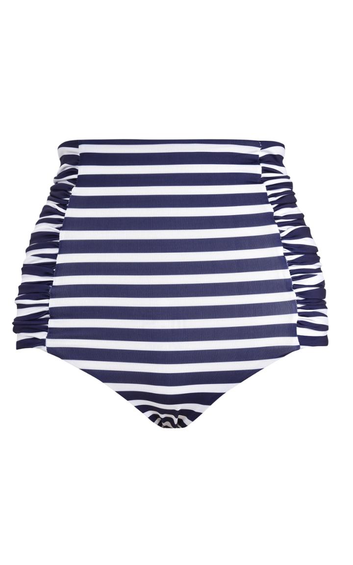 Moda Operandi Johanna Ortiz Migrate South Ruched Striped High-waist Bikini Bottom