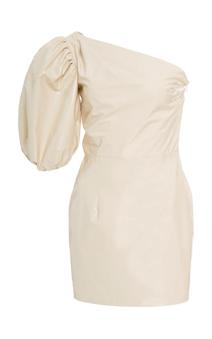 Zeynep Aray One Shoulder Patent Leather Dress