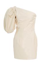 Zeynep Aray One Shoulder Patent Leather Dress