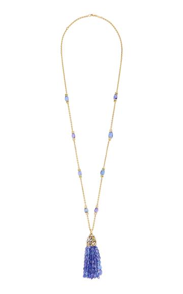 Mimi So 18k Gold Tanzanite Diamond And Emerald Necklace