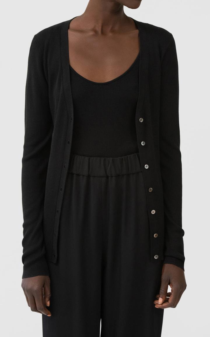 Moda Operandi Co Silk Ribbed Cardigan