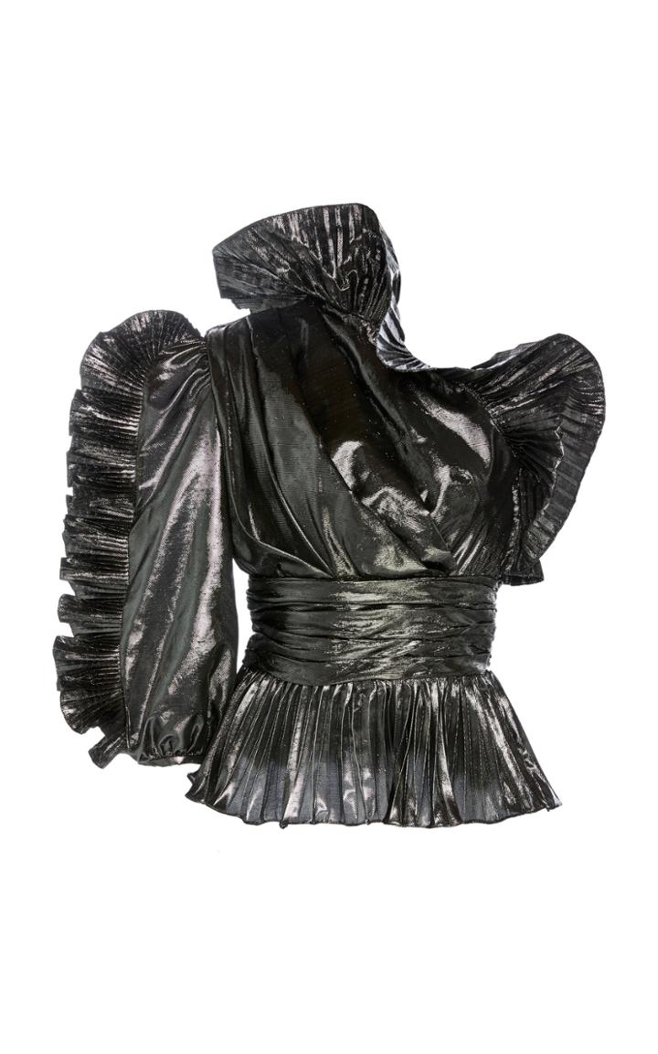 Altuzarra Aditi Lurex Ruffle Sleeve Blouse